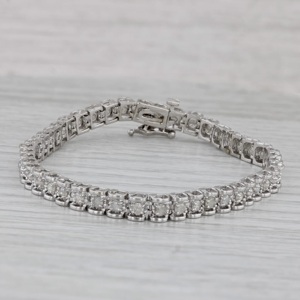 Gray 2ctw Diamond Tennis Bracelet 10k White Gold 7" 4.8mm