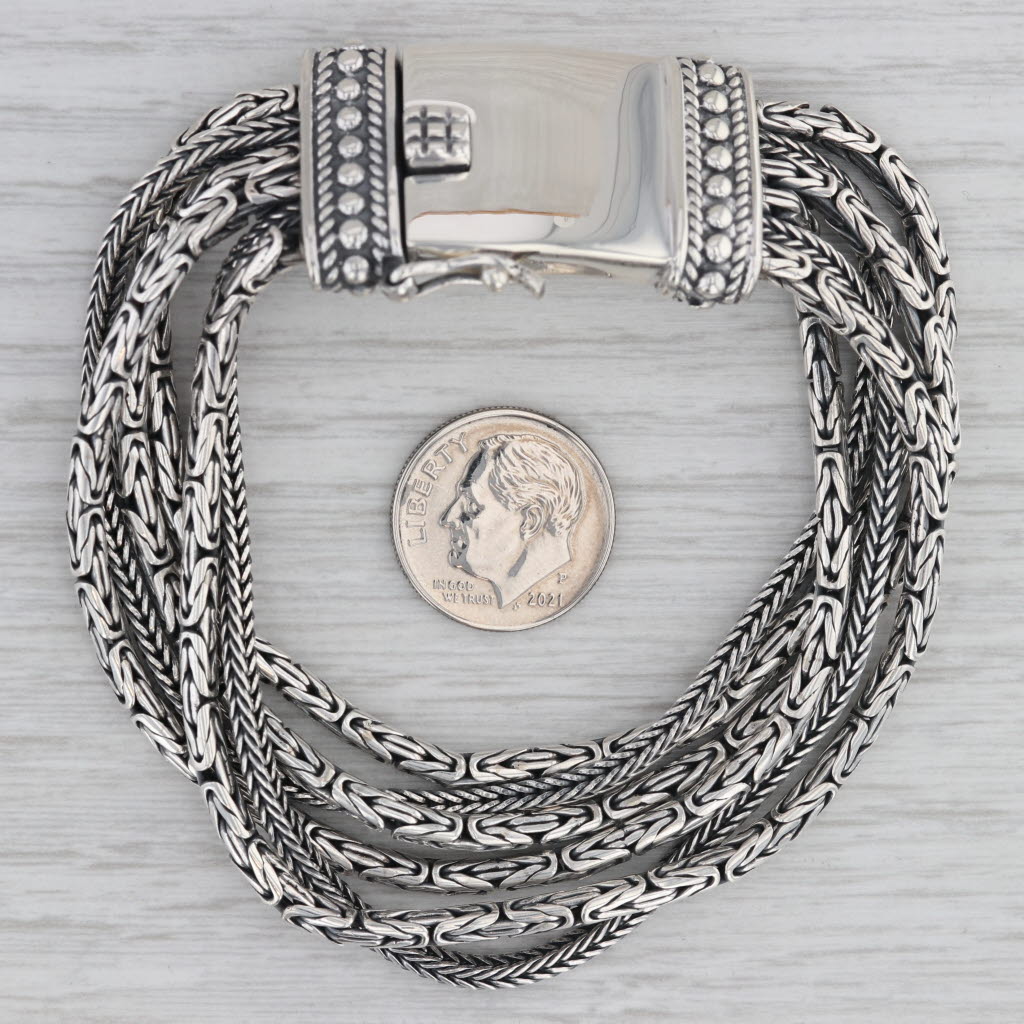 Gray Silpada Multistrand Byzantine Wheat Chains Bracelet Sterling Silver 7"