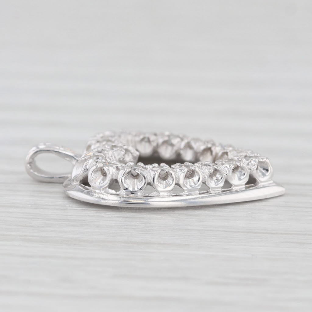 Light Gray 0.15ctw Diamond Open Heart Pendant 14k White Gold