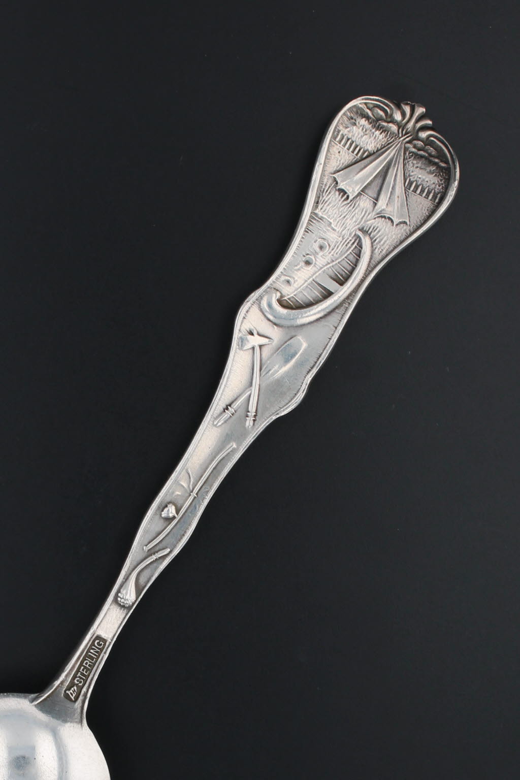 Dark Slate Gray Vintage Texas Souvenir Spoon Sterling Silver Dallas Court House Mechanics