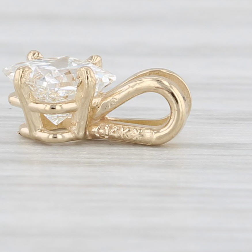 Light Gray New 0.40ct Princess Diamond Pendant 14k Yellow Gold Small Drop