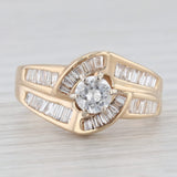 0.96ctw Round Diamond Engagement Ring 14k Yellow Gold Bypass Size 8.75