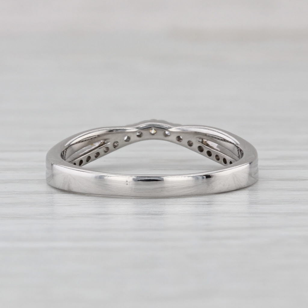0.20ctw Contoured Diamond Ring 14k White Gold Stackable Wedding Band Size 6.75