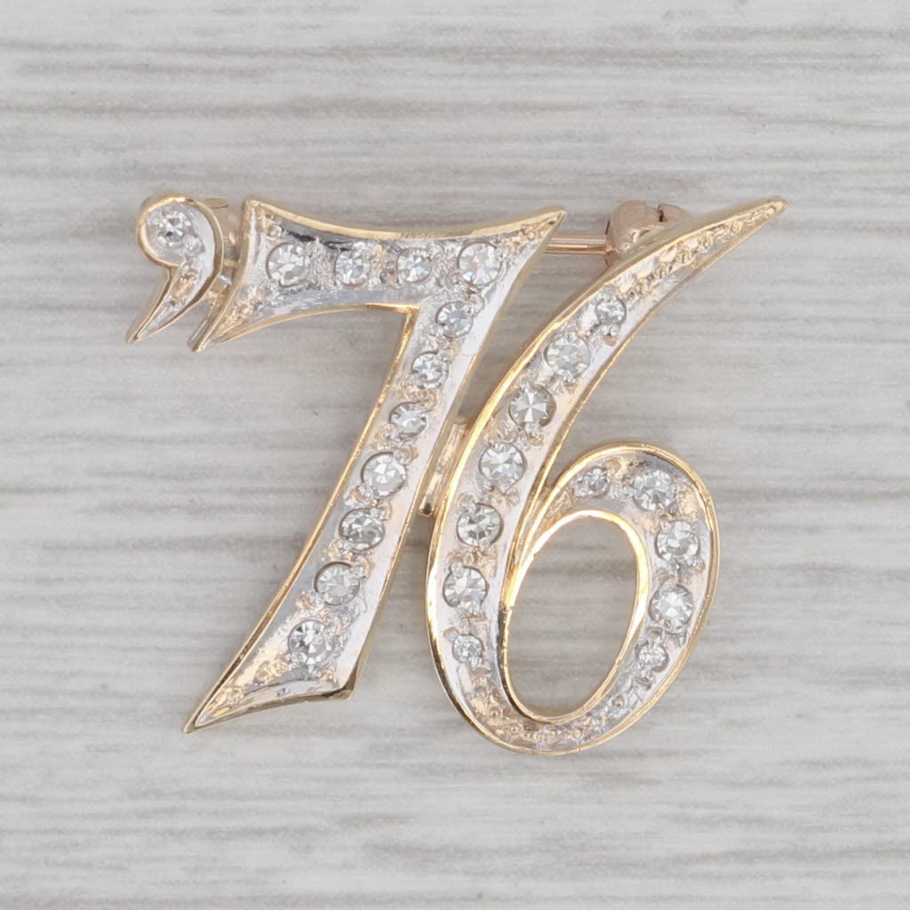 Gray 1776 Brooch 14k Yellow Gold 0.25ctw Diamond Patriotic Keepsake Pin