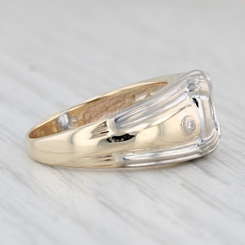 Light Gray Blue Topaz Diamond Ring 10k White Yellow Gold Size 8 Oval Solitaire