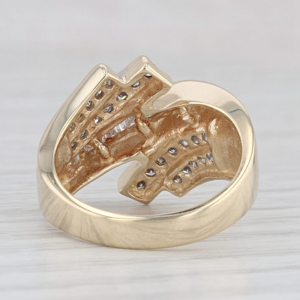 Light Gray 0.47ctw Diamond Bypass Ring 10k Yellow Gold Size 6