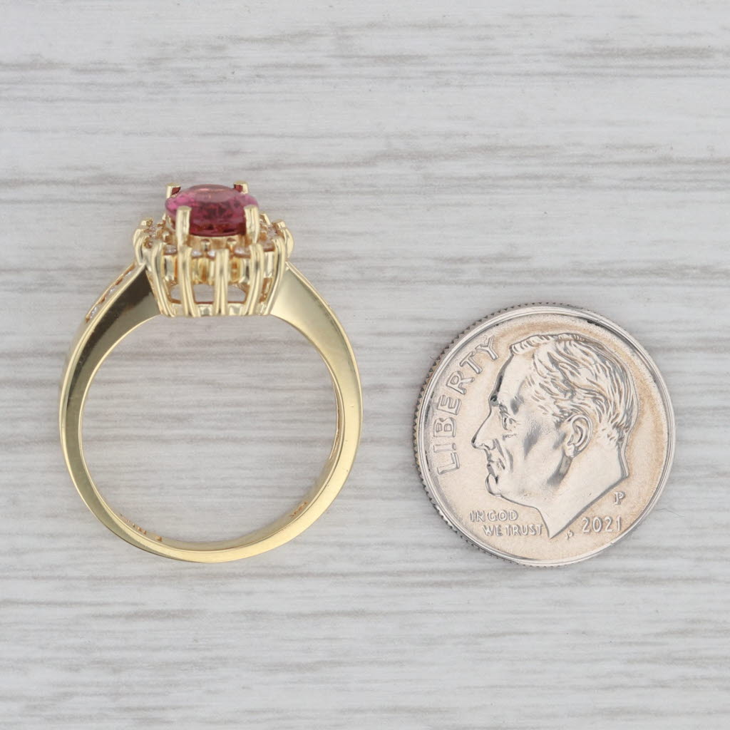 Gray 1.35ctw Oval Pink Tourmaline Diamond Halo Ring 18k Yellow Gold Size 6.75