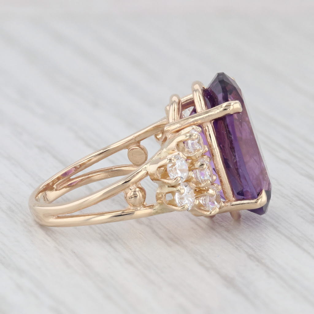 Light Gray 10.85ctw Oval Amethyst Cubic Zirconia Ring 14k Yellow Gold Size 6.25