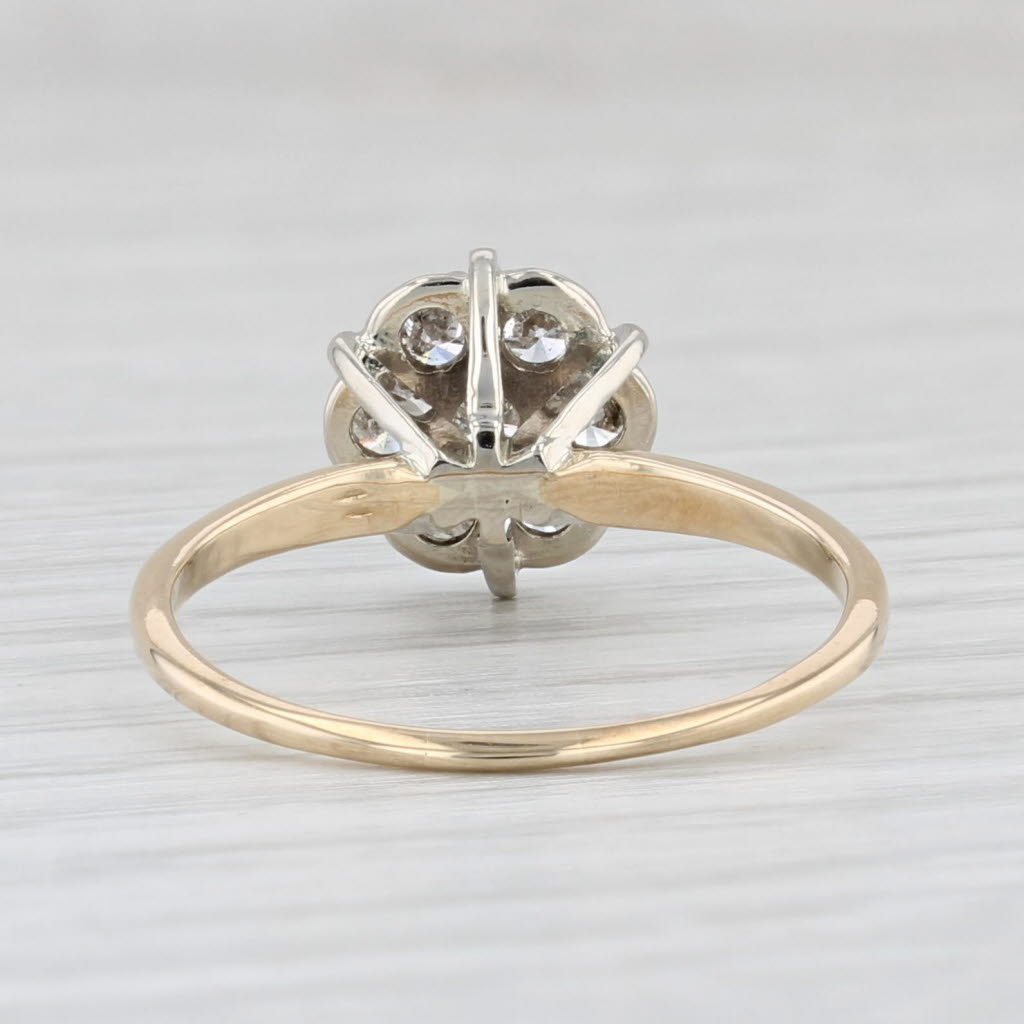 Light Gray 0.45ctw Diamond Cluster Engagement Ring 10k Gold Vintage Size 7