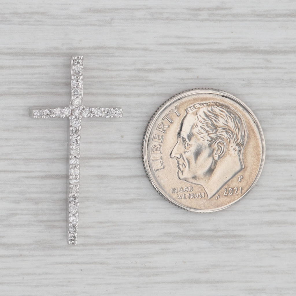 Gray 0.36ctw Pave Diamond Cross Pendant 14k White Gold