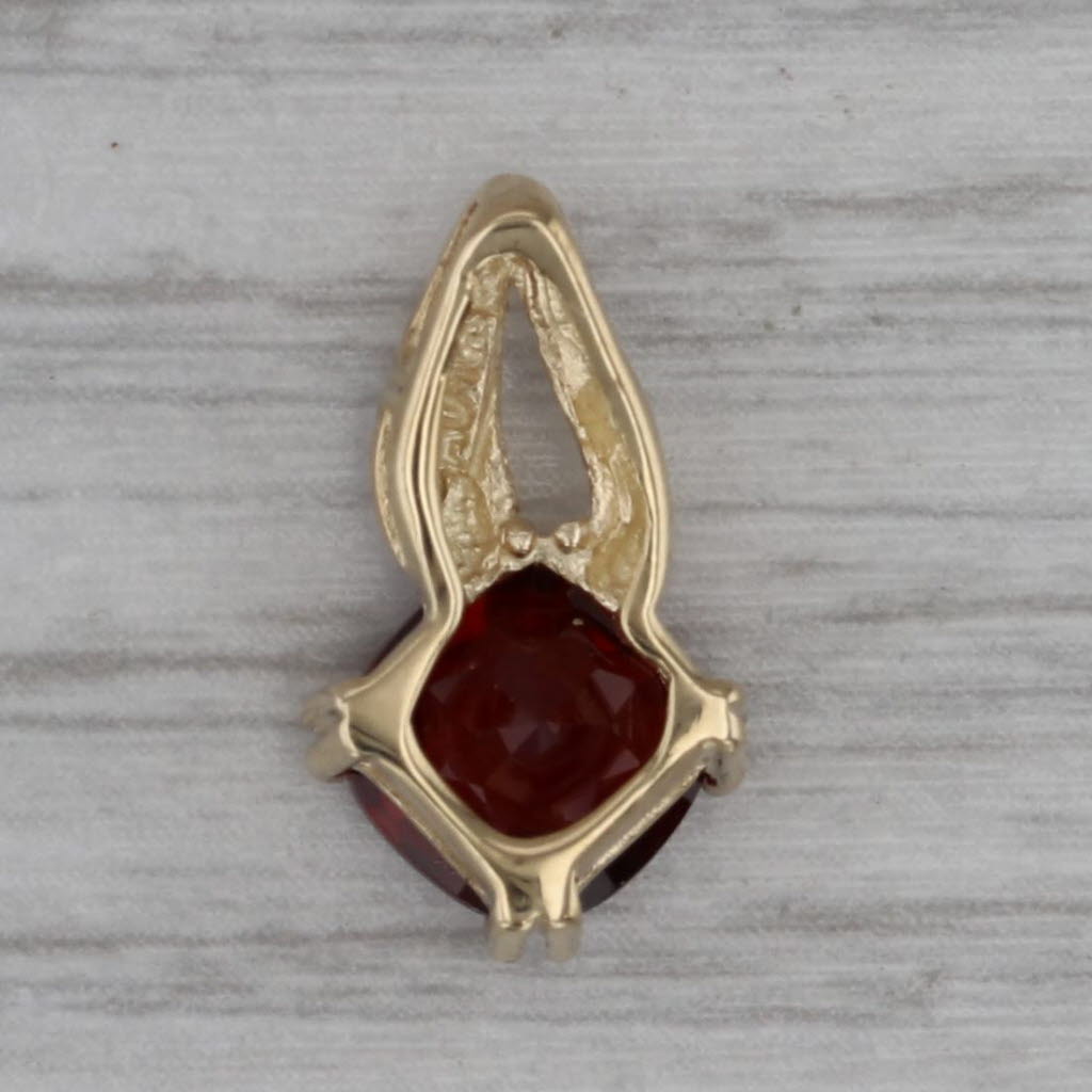 Dark Gray 1.70ct Garnet Diamond Pendant 10k Yellow Gold Small Drop