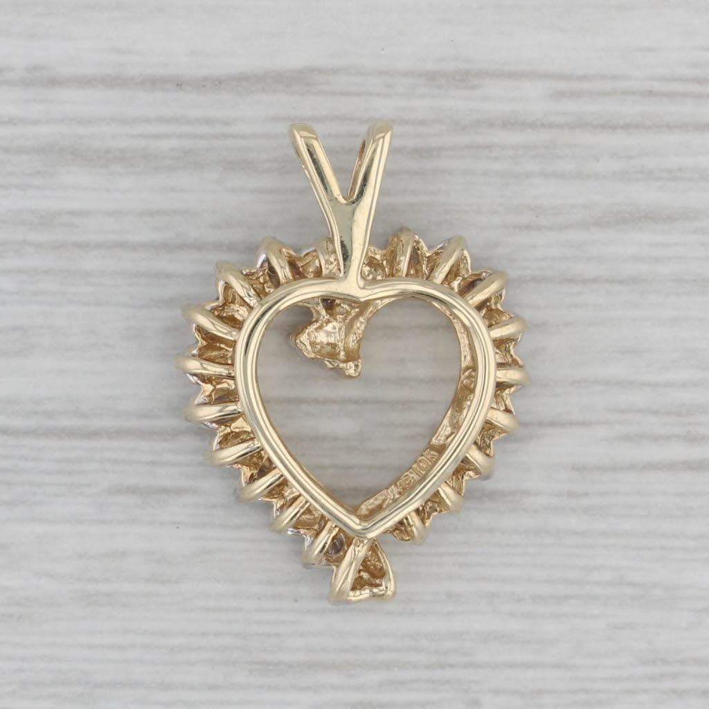 Gray Diamond Open Heart Pendant 10k Yellow Gold Keepsake Gift