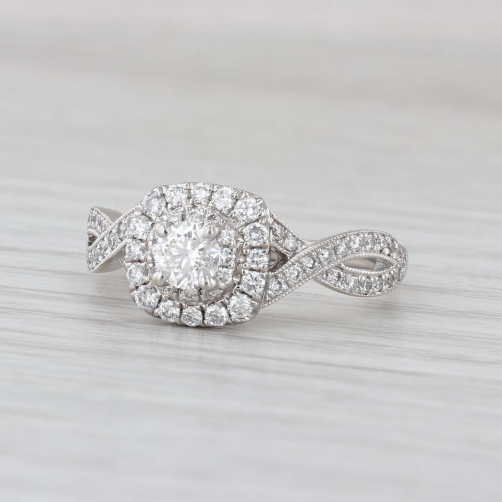 Neil Lane 0.37ctw Diamond Halo Engagement Ring 14k White Gold Size 6.75