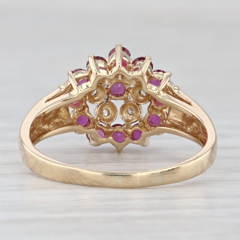 Light Gray 0.60ctw Ruby Diamond Halo Ring 14k Yellow Gold Size 7.5