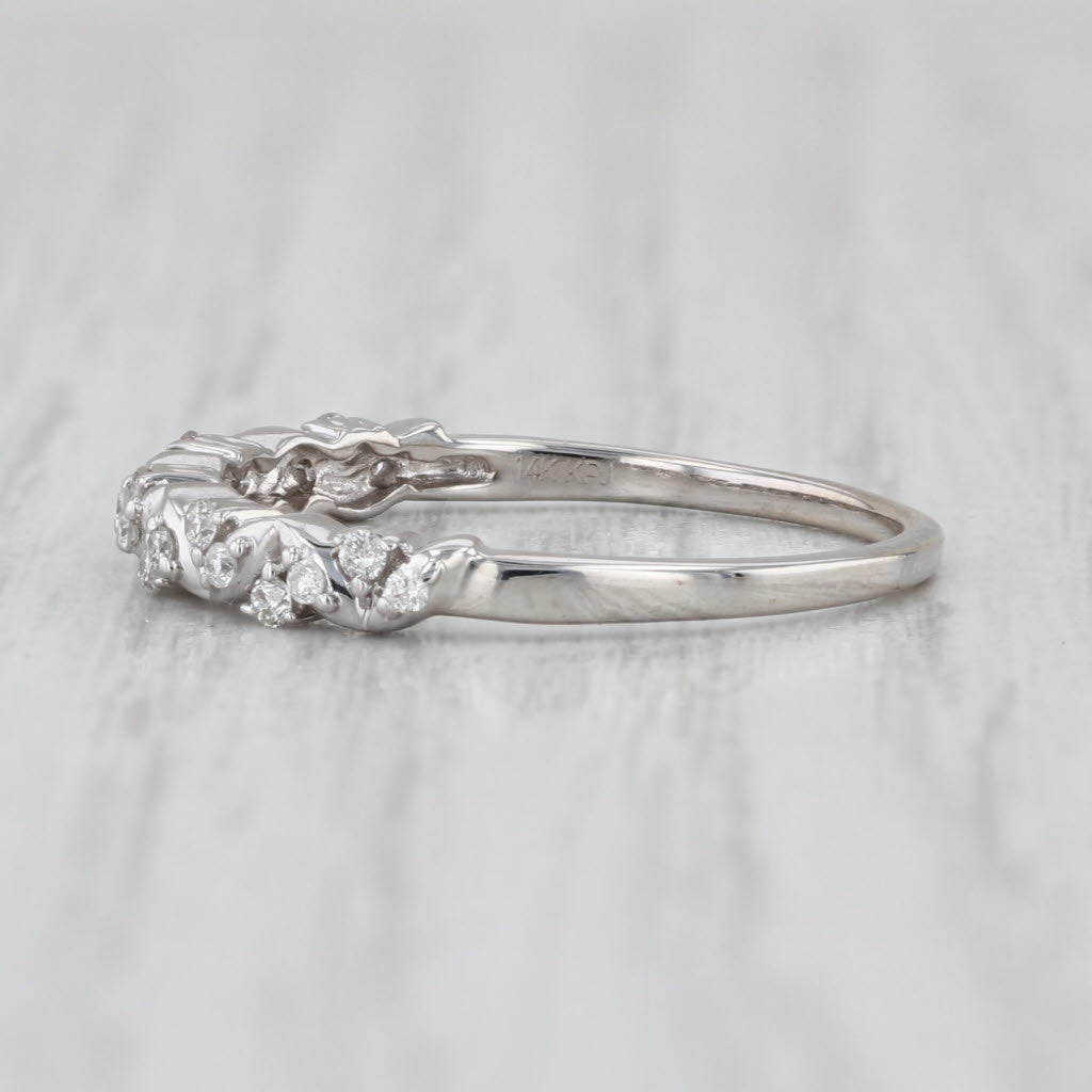 0.15ctw Diamond Wedding Band 14k White Gold Size 7 Stackable Ring