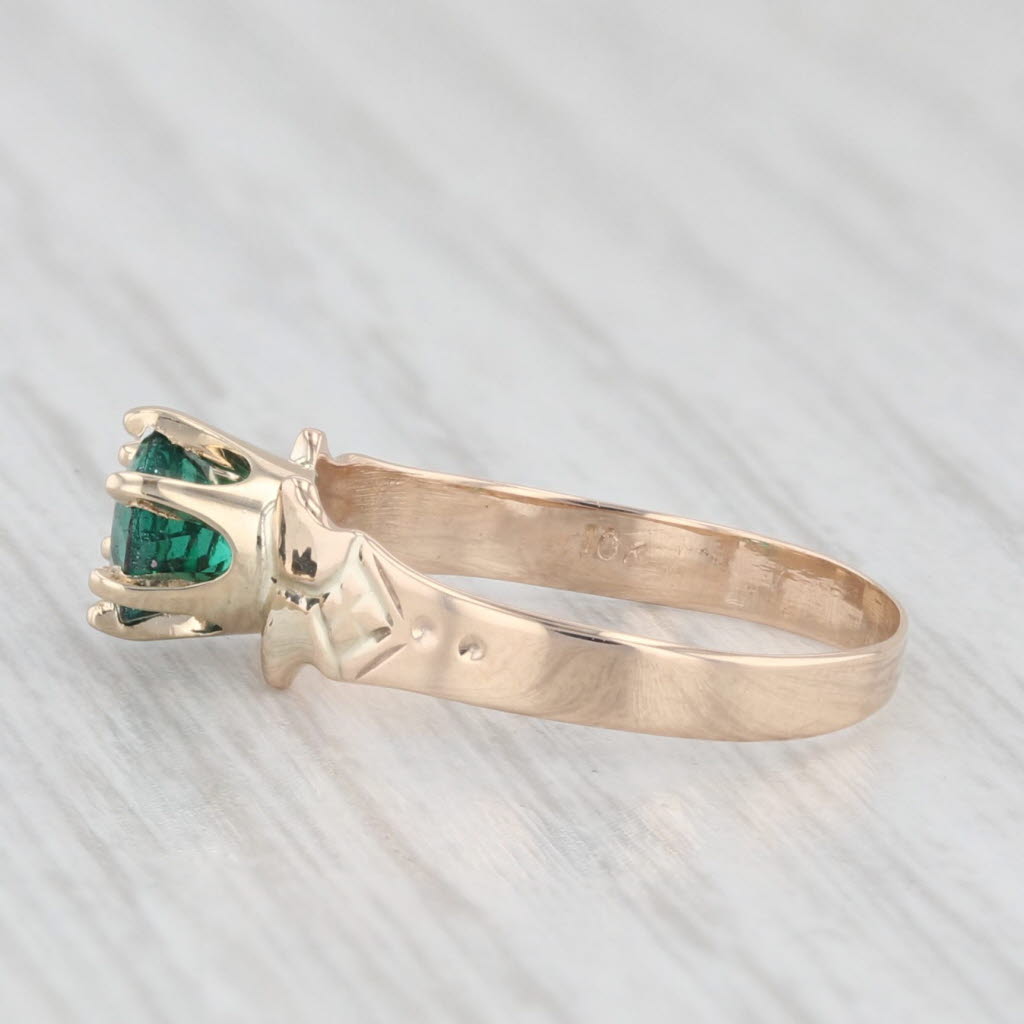 Light Gray Antique Green Garnet Doublet Ring 9k Yellow Gold Size 3.25 Round Solitaire