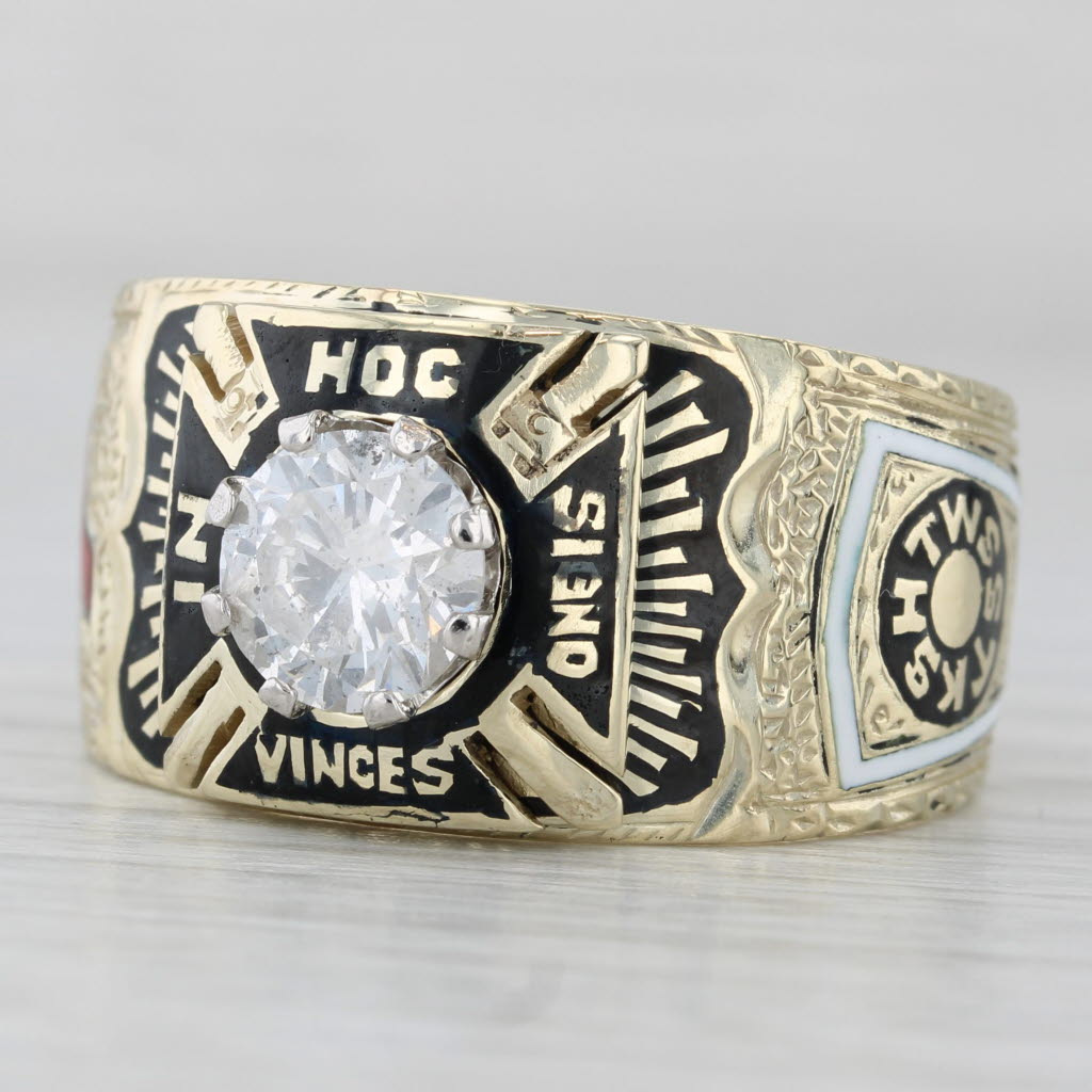 Light Gray Antique Diamond Masonic Ring Knights Templar Royal Arch York Rite 14k Gold