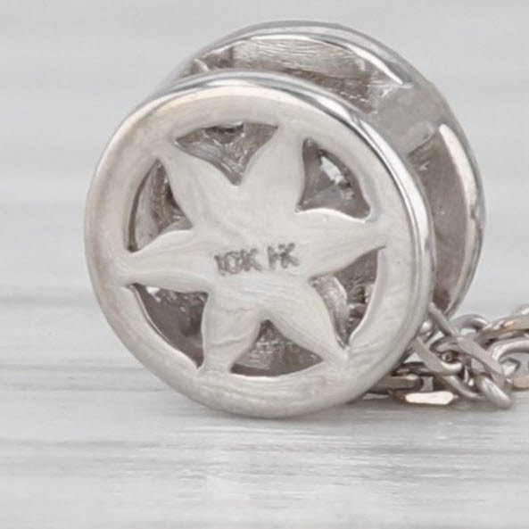 0.18ctw Small Diamond Cluster Pendant Necklace 10k White Gold 16-18" Cable Chain