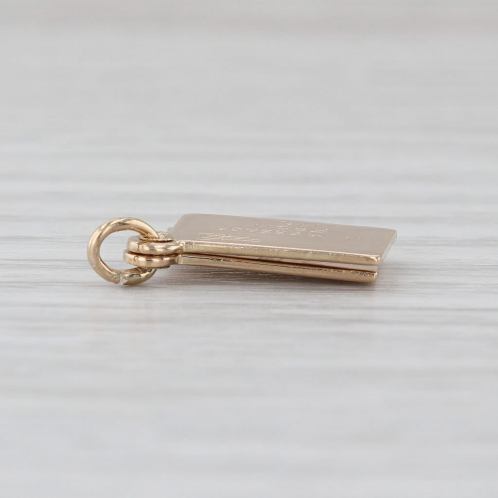 Vintage Love Letter Charm 14k Yellow Gold Small Drop Pendant Moving Parts