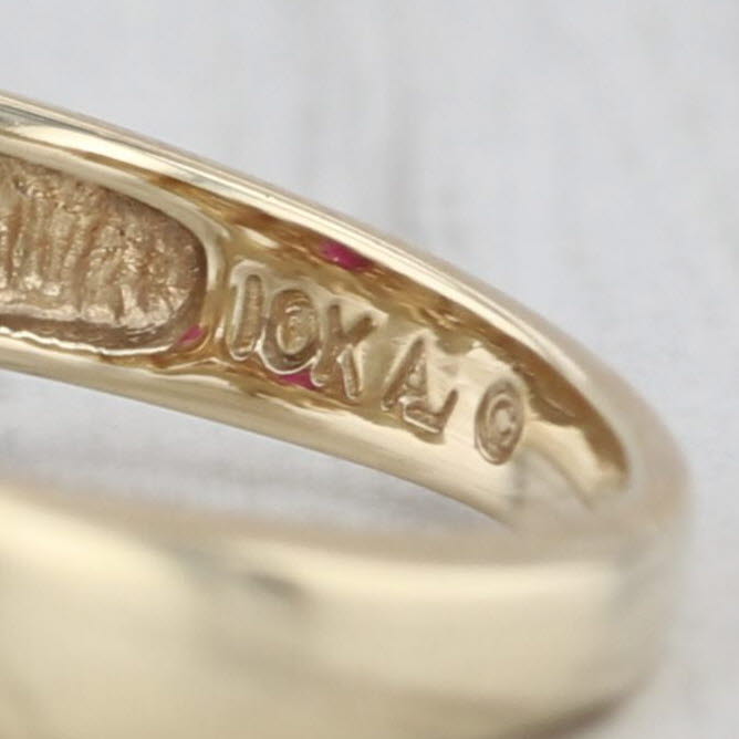 0.64ctw Ruby Diamond Halo Ring 10k Yellow Gold Size 6.75