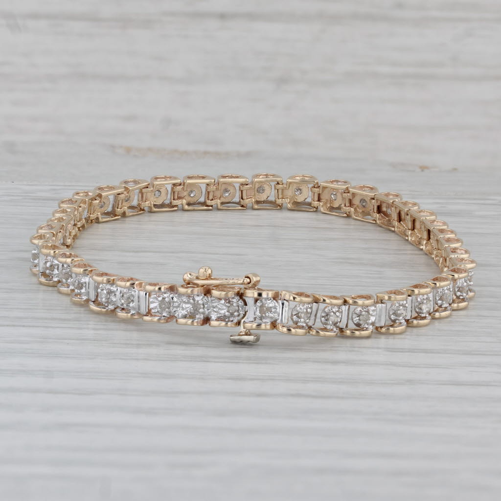 Gray 0.33ctw Diamond Tennis Bracelet 10k Yellow Gold 7" 4.4mm