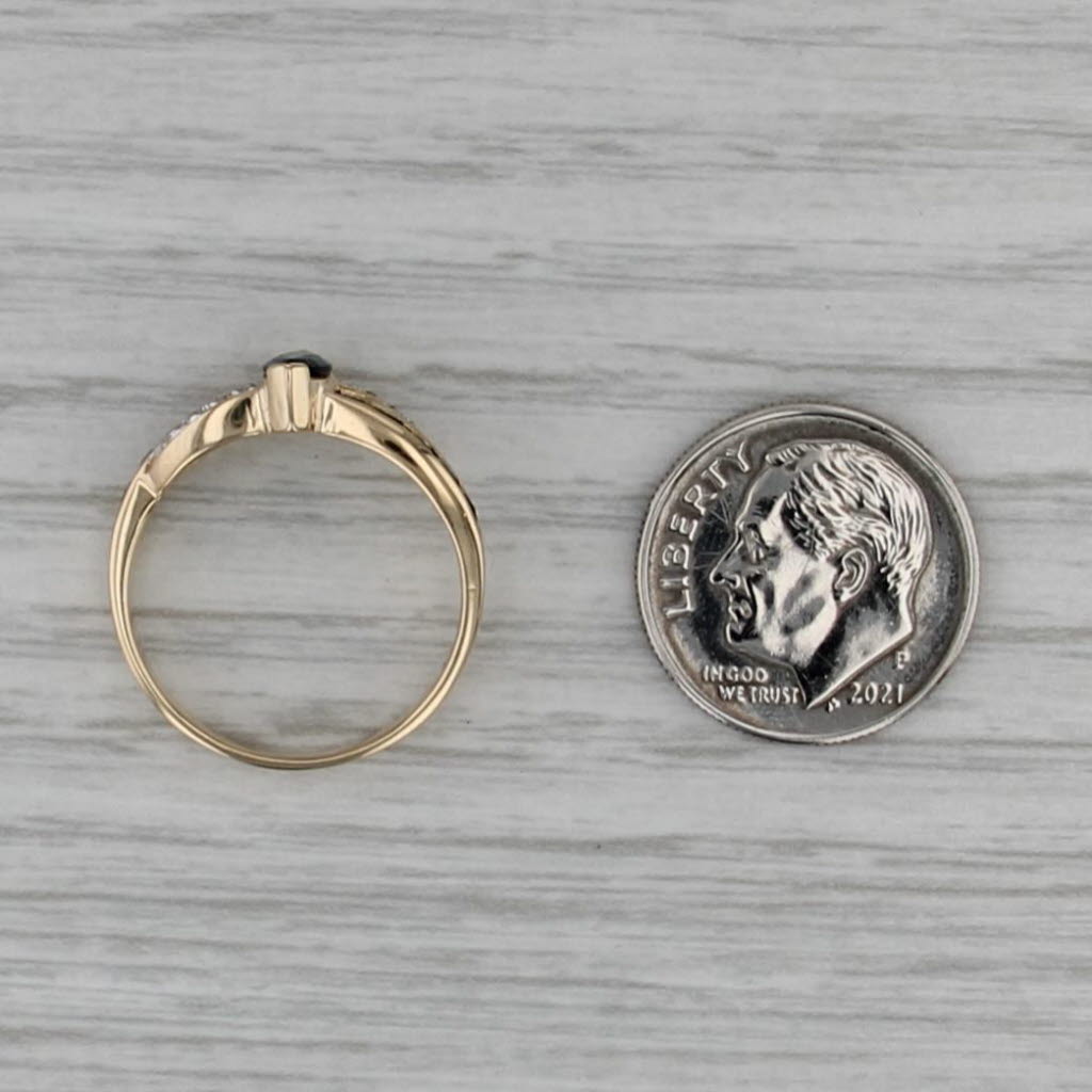 0.95ctw Blue Sapphire Diamond Ring 14k Yellow Gold Size 6.5