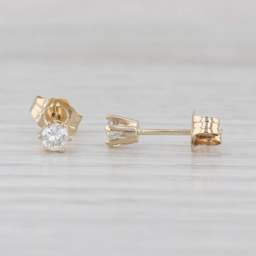 0.20ctw Diamond Stud Earrings 14k Yellow Gold Round Solitaire Studs