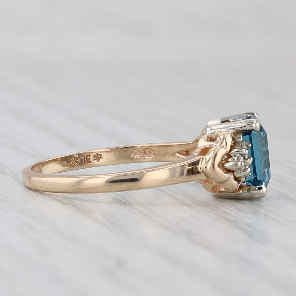Light Gray 1.43ctw Blue Topaz Diamond Ring 14k Yellow Gold Size 6.25