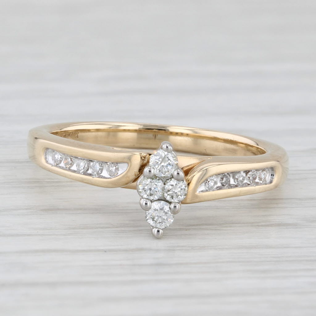 Light Gray 0.18ctw Diamond Cluster Engagement Ring 10k Gold Size 6.75 Marquise Bypass