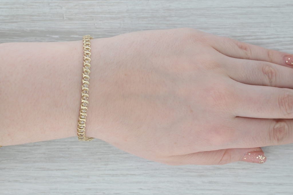 Dark Gray 1.80ctw Champagne Diamond 10k Yellow Gold 7" Tennis Bracelet