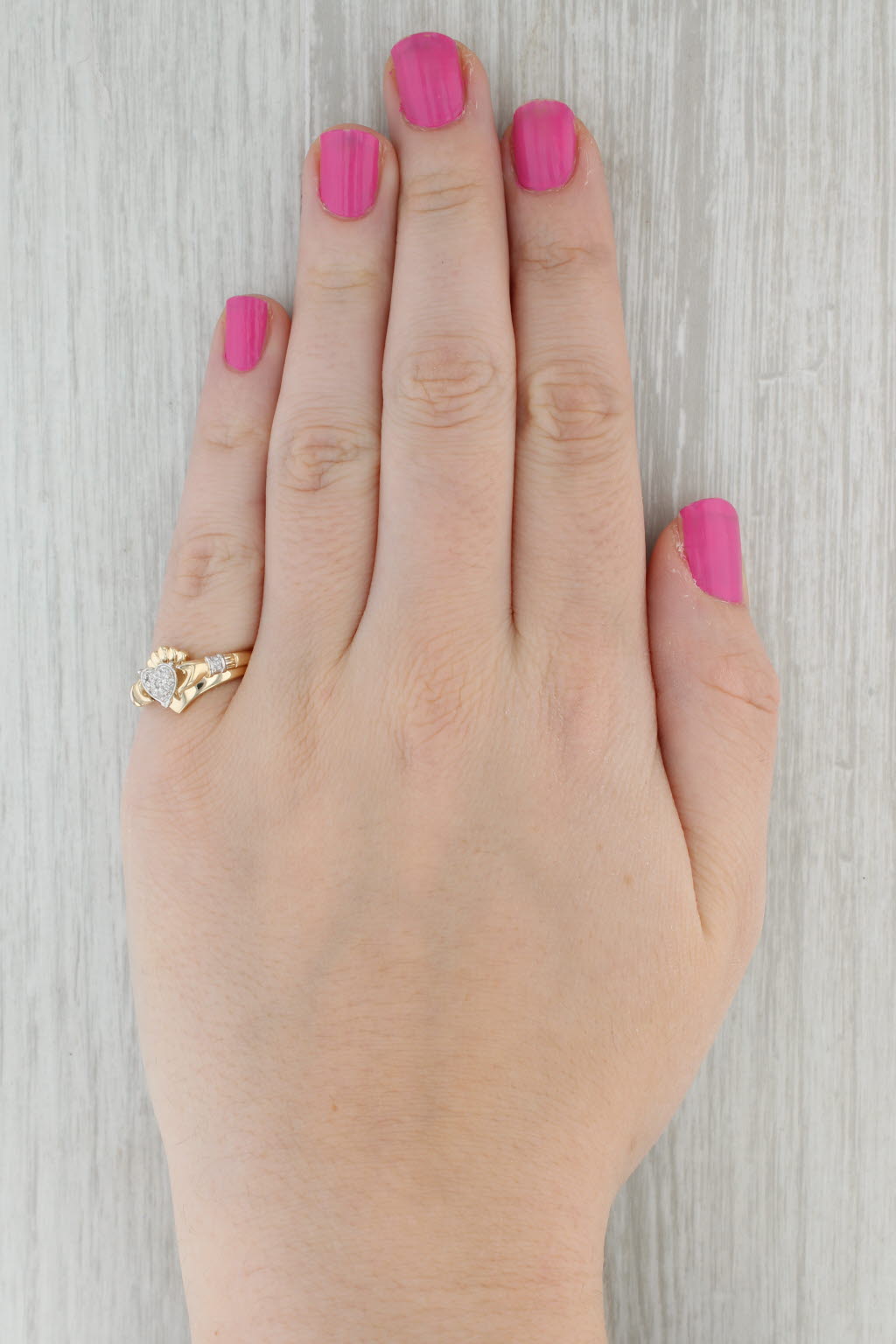 Gray Diamond Claddagh Heart Ring 10k Yellow Gold Size 7 Engagement Wedding