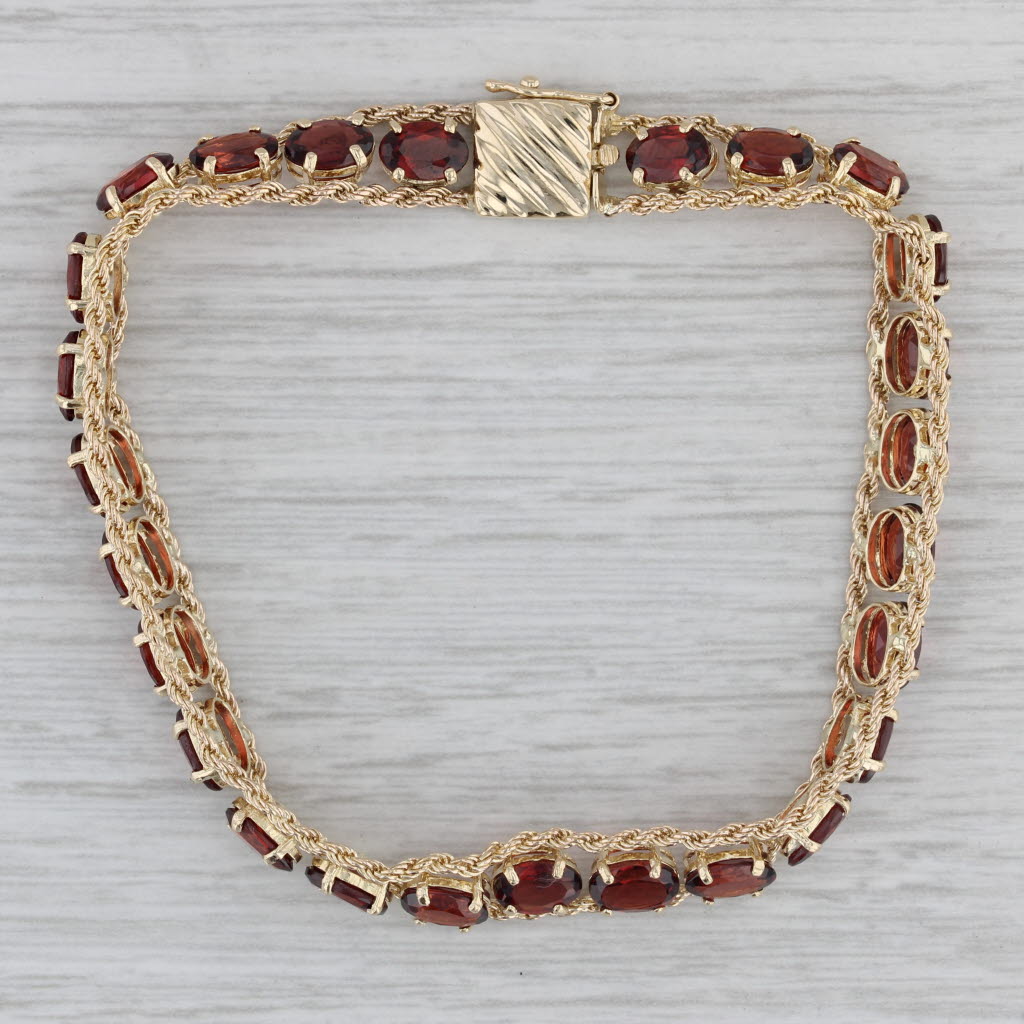 Gray 13ctw Red Garnet Tennis Bracelet 14k Yellow Gold 7" 7mm