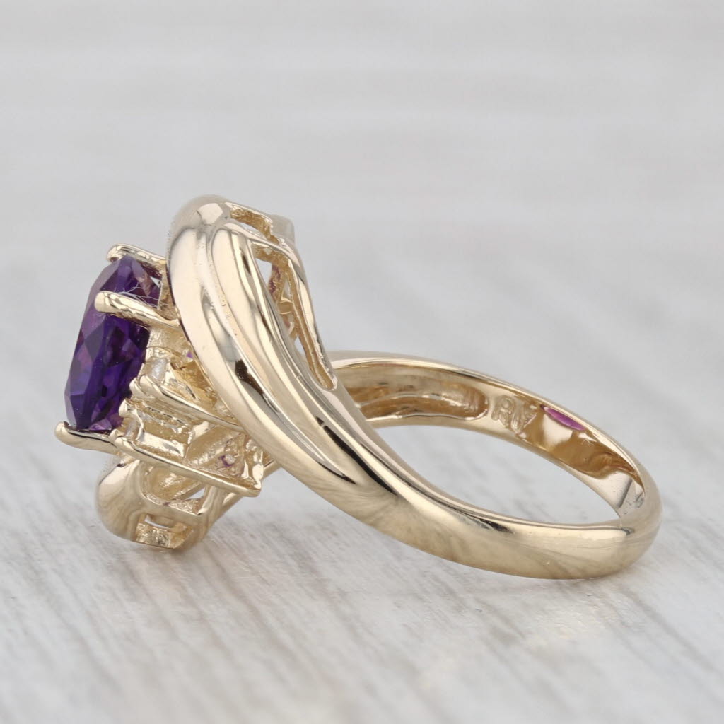 1.75ctw Oval Amethyst Diamond Bypass Ring 14k Yellow Gold Size 4.75