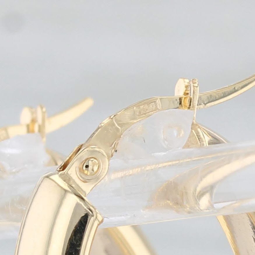 Light Gray New Oval Hoop Earrings 14k Yellow Gold Pierced Snap Top Hoops