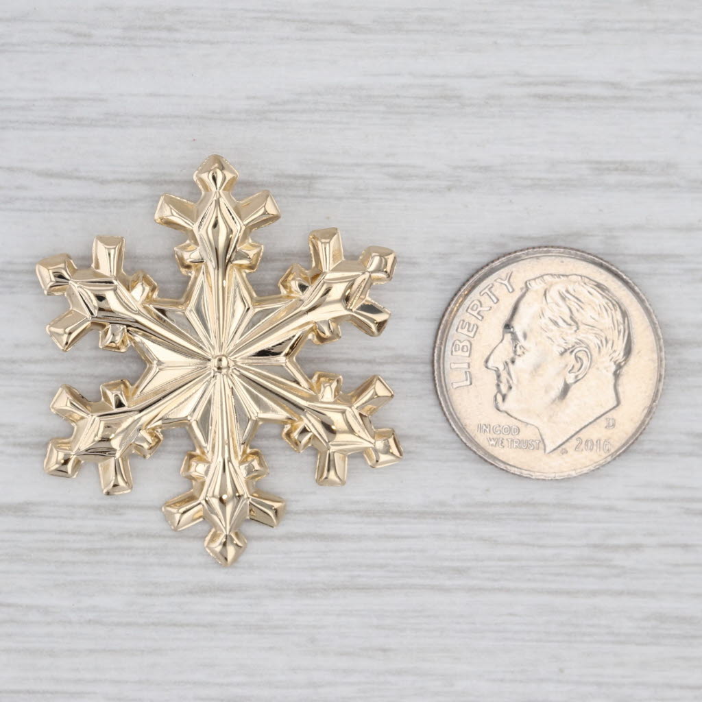 Light Gray Snowflake Pendant 14k Yellow Gold 1979 Gorham Holiday Collection
