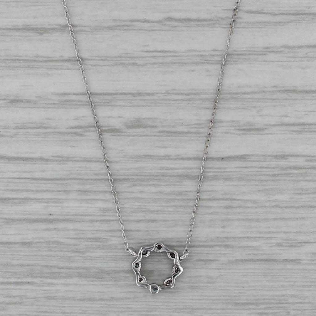 Diamond Eternity Circle Pendant Necklace 14k White Gold 18.75" Curb Chain