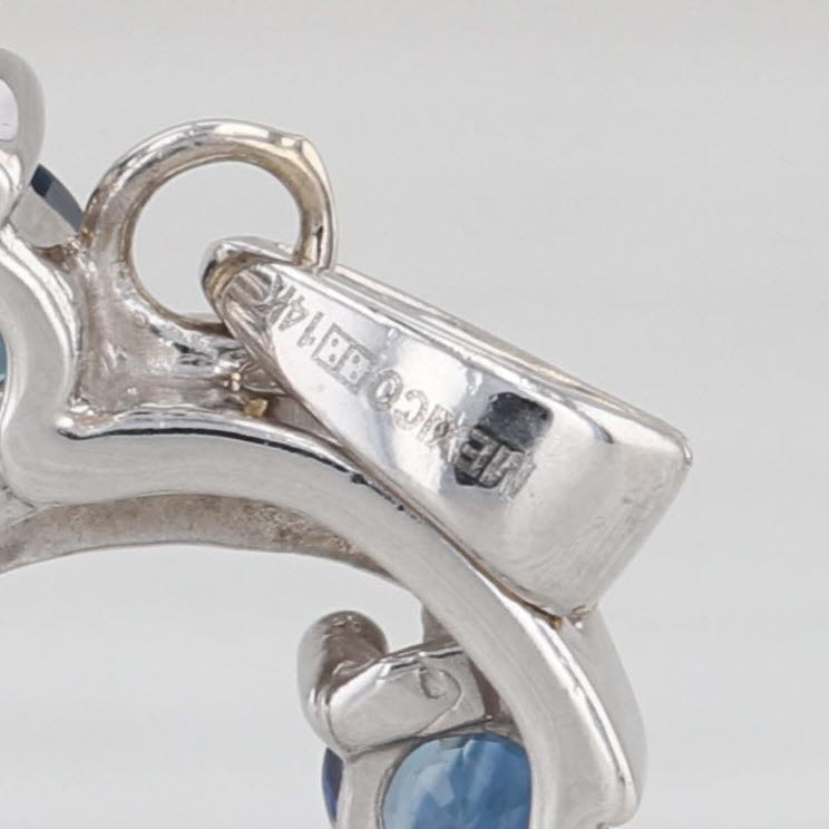 2.105ctw Blue Sapphire Open Heart Pendant Diamond Accents 14k White Gold