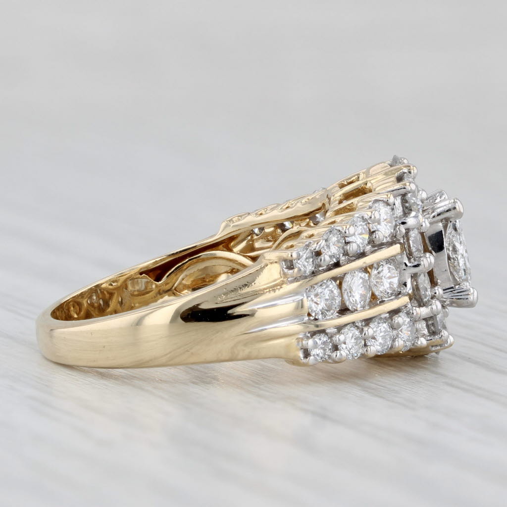 Light Gray 1.64ctw Diamond Halo Engagement Ring 14k Yellow Gold Size 7