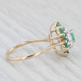0.68ctw Emerald Diamond Cluster Ring 10k Yellow Gold Size 7.5