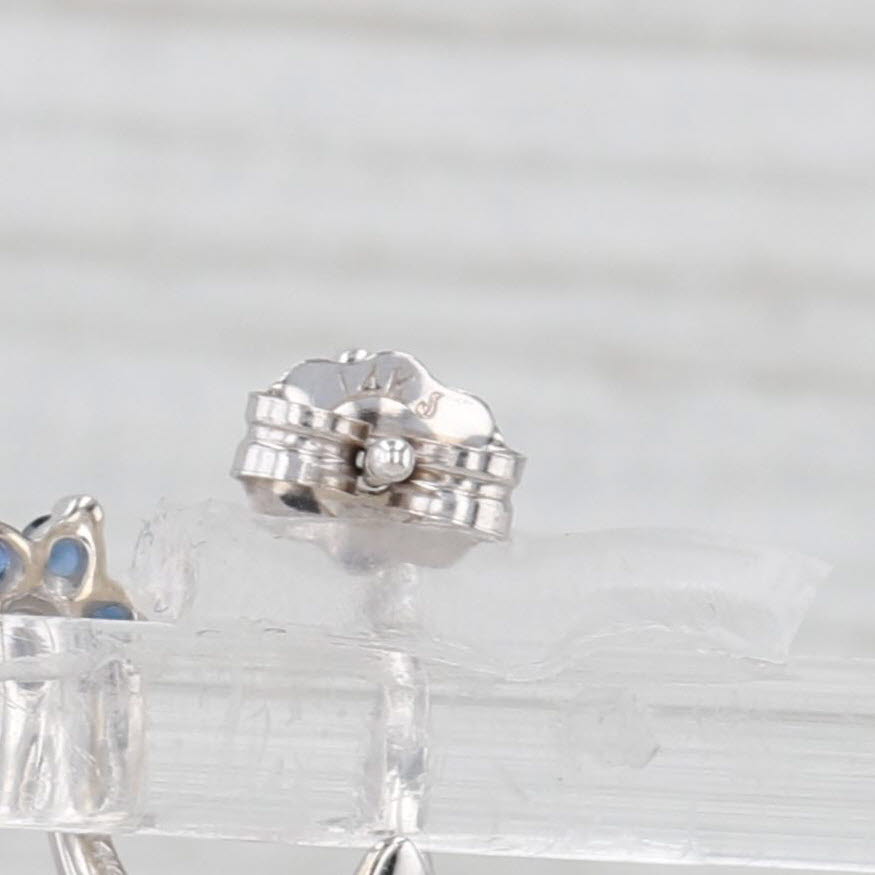 Light Gray 0.30ctw Blue Sapphire Diamond Flower Wishbone Earrings 14k White Gold