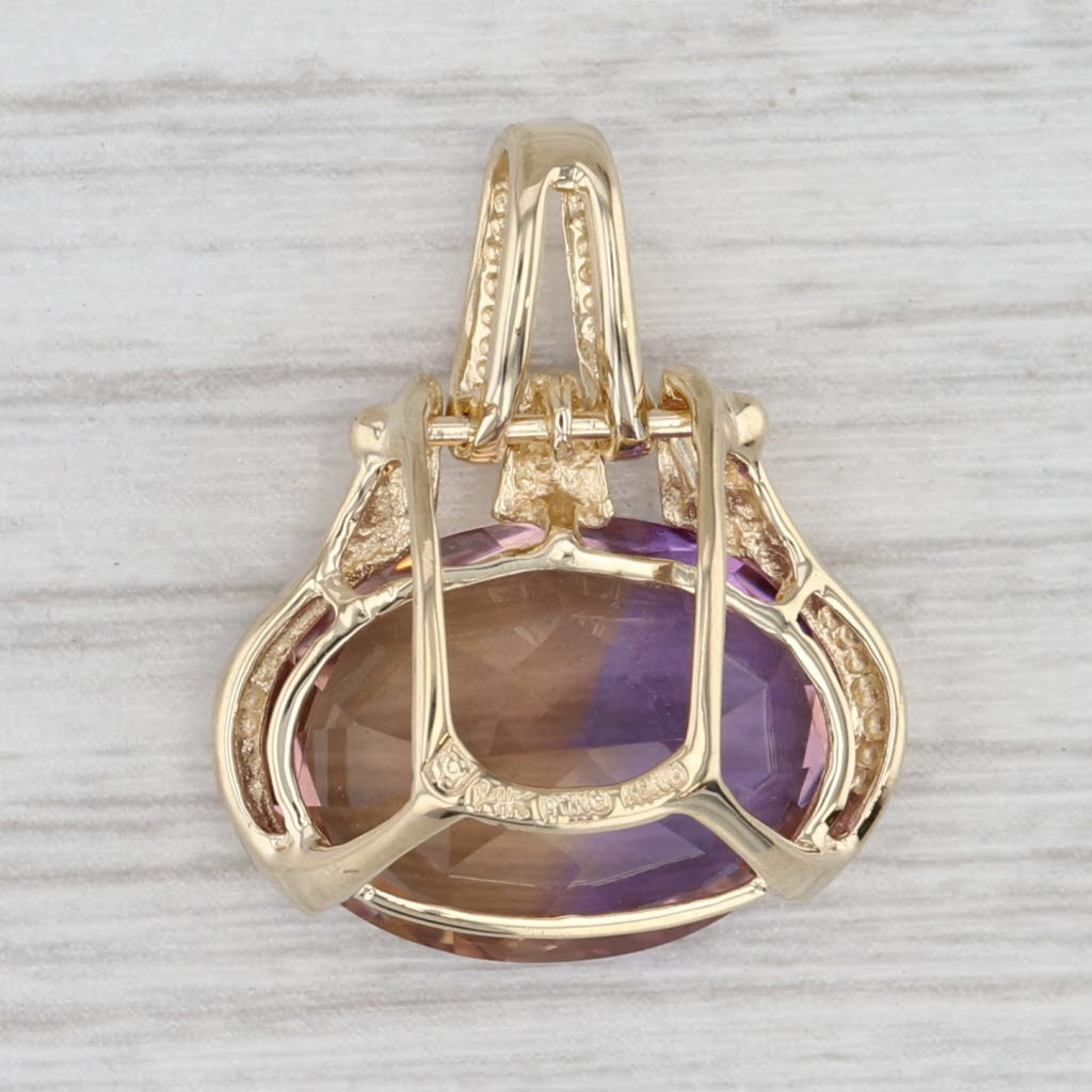 Light Gray 7ct Ametrine Pendant 14k Yellow Gold Oval Solitaire