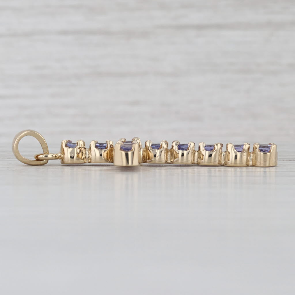 2.20ctw Tanzanite Cross Pendant 14k Yellow Gold Large Statement
