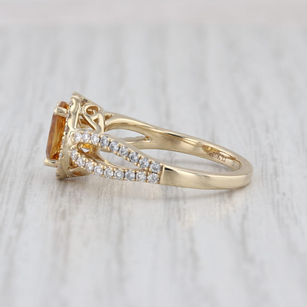 1.62ctw Oval Citrine Diamond Halo Ring 10k Yellow Gold Size 7