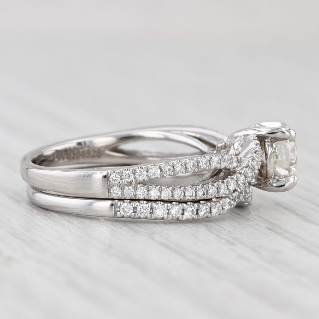 Light Gray Gabriel & Co 0.94ctw Diamond Engagement Ring Wedding Guard Band 14k Gold GIA