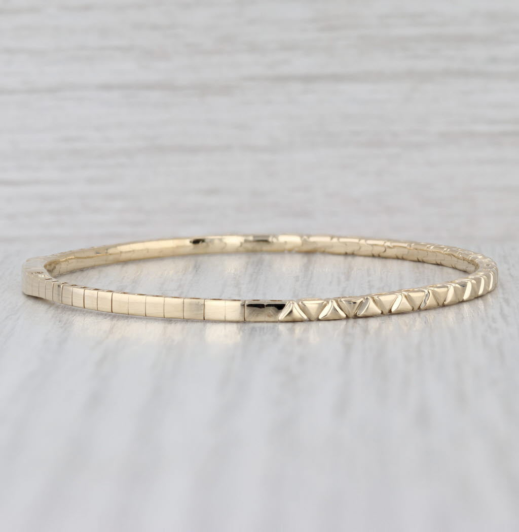 New Flexible Bangle Bracelet 14k Yellow Gold 7" 2.3mm