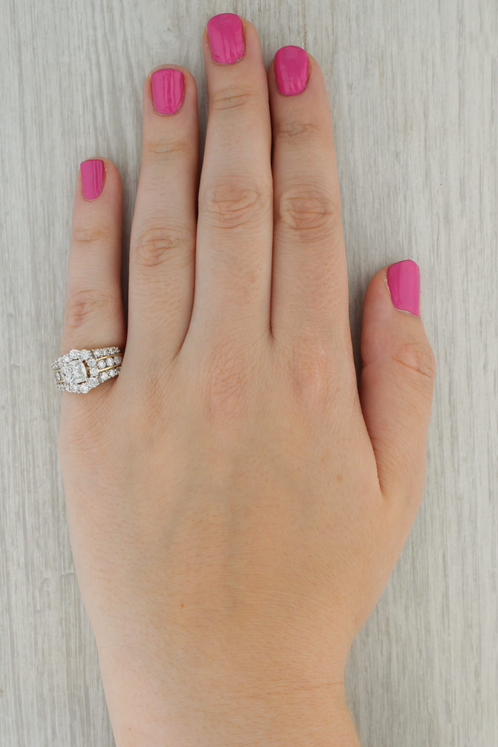 Rosy Brown 1.64ctw Diamond Halo Engagement Ring 14k Yellow Gold Size 7