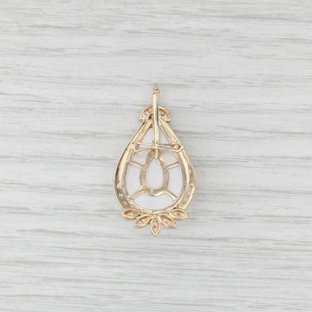 Mabe Pearl Diamond Teardrop Pendant 14k Yellow Gold Enhancer Clip Bail