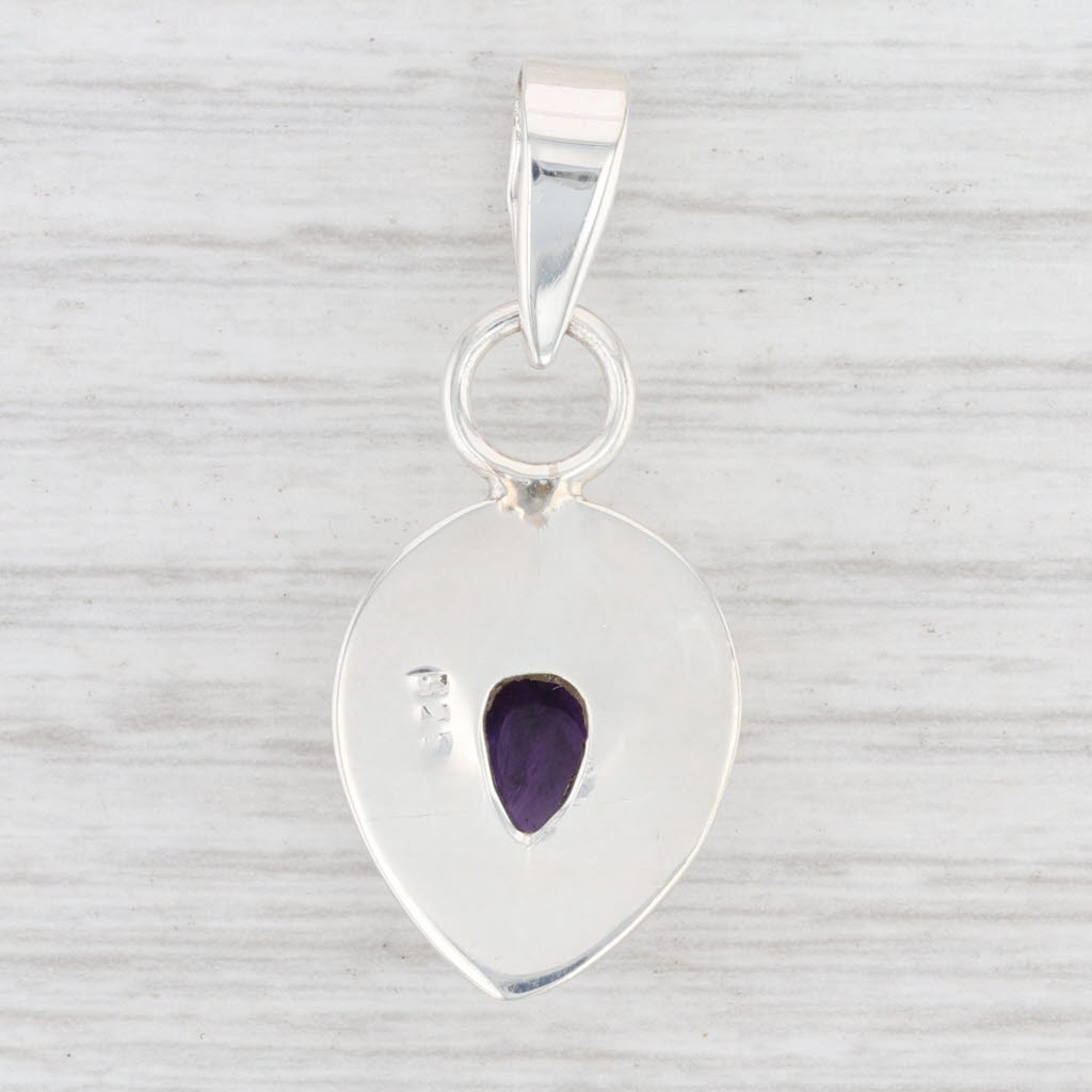 New Amethyst Teardrop Pendant Sterling Silver 925 Pear Solitaire