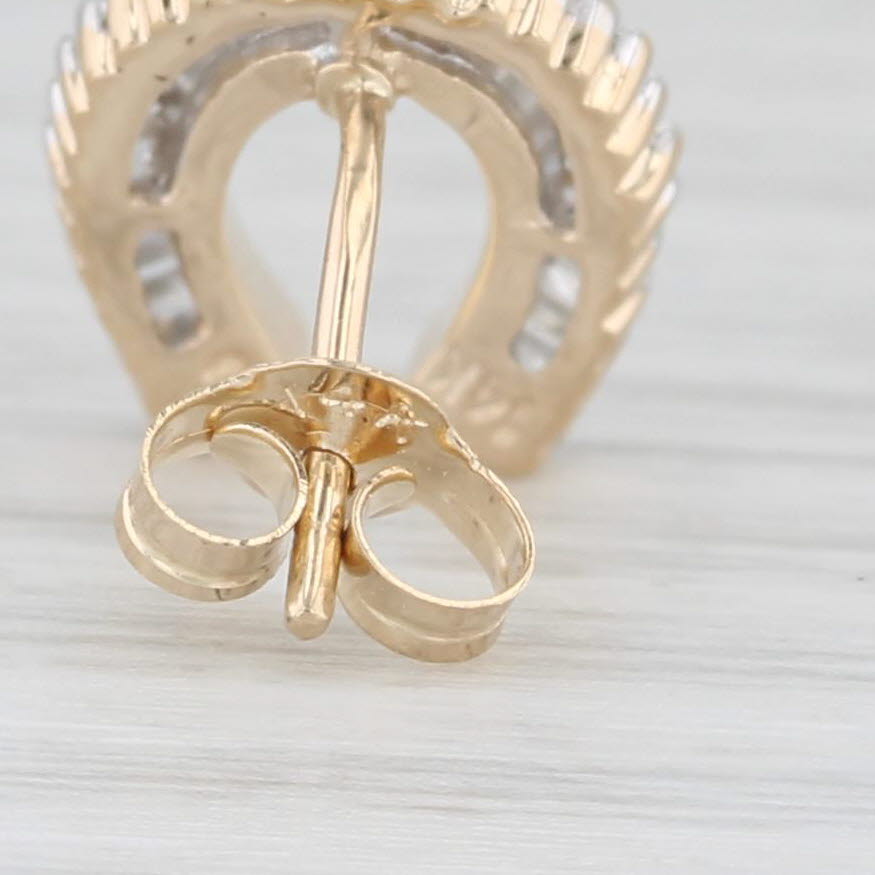 Light Gray 0.27ctw Diamond Horseshoe Stud Earrings 14k Yellow Gold Western Luck