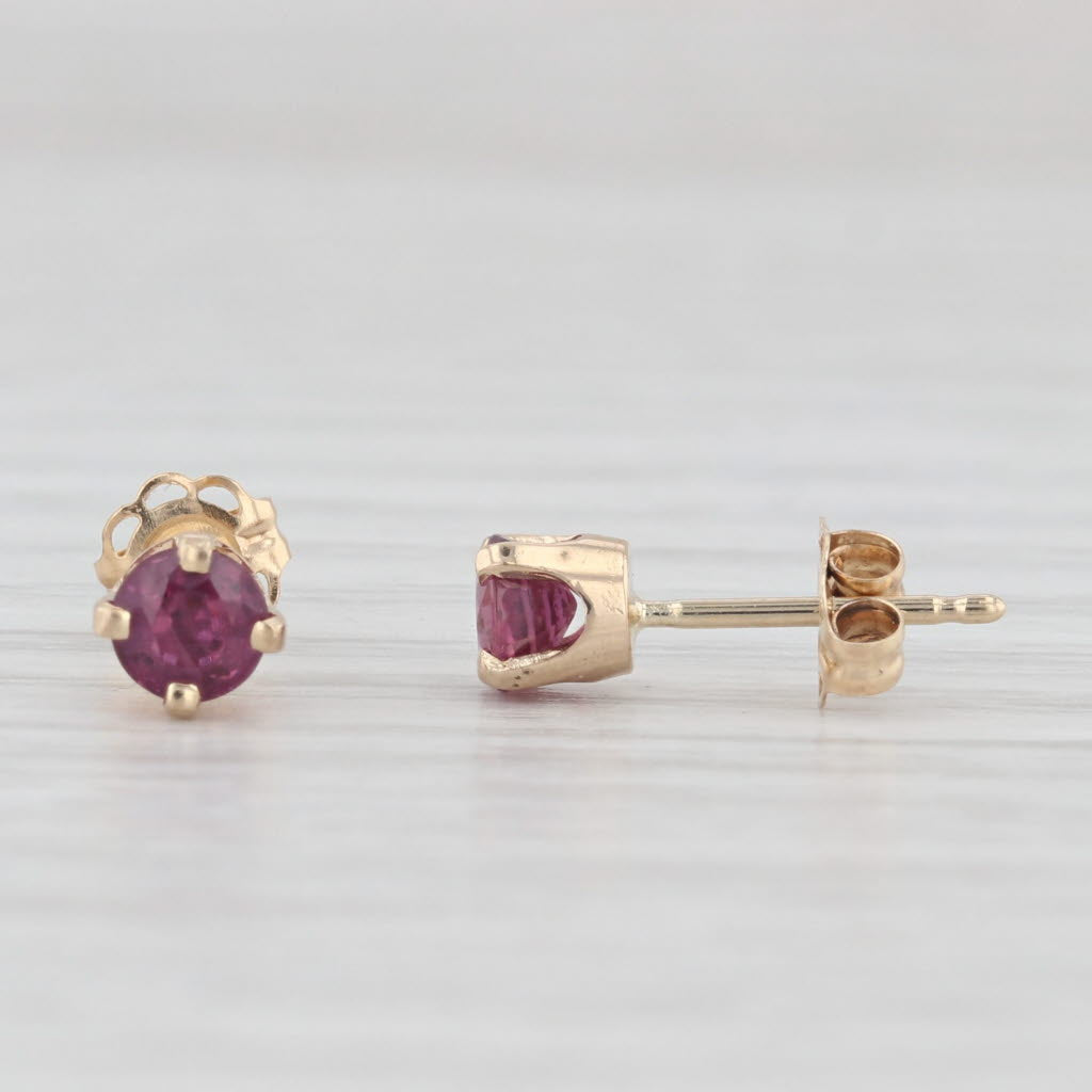 Light Gray 0.60ctw Ruby Stud Earrings 14k Yellow Gold Round Red Solitaire Studs